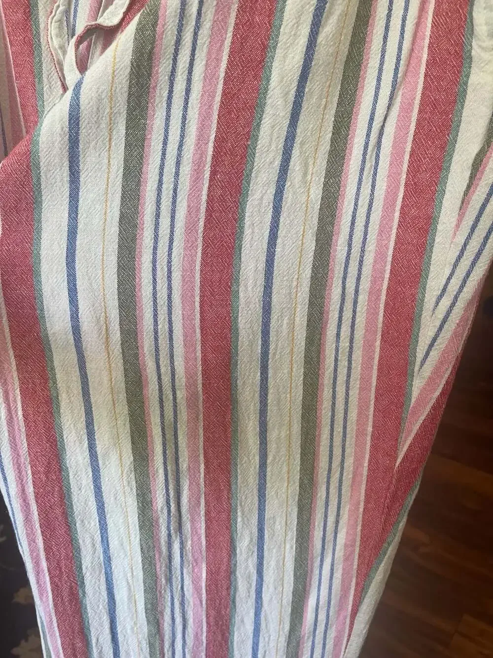 Old Navy Women's Plus Size Linen Blend Striped Drawstring Wide Leg Pants - Picture 5 of 11